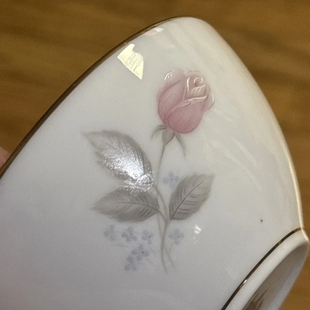 Noritake Roseville 6238 Tea Cups Set of 2 Pink Rose Gold Trim Japan Fine China